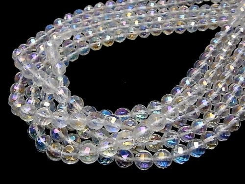 Aqua Crystal  Twist 72Faceted Round 8mm half or 1strand beads (aprx.15inch/38cm)