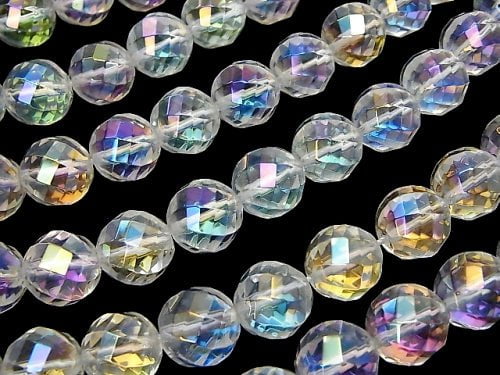 Aqua Crystal  Twist 72Faceted Round 12mm half or 1strand beads (aprx.15inch/36cm)