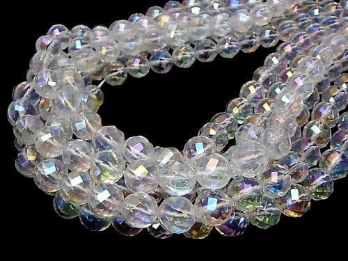 Aqua Crystal  Twist 72Faceted Round 12mm half or 1strand beads (aprx.15inch/36cm)