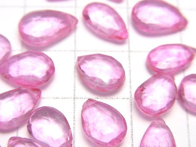 [Video]High Quality Pink Topaz AAA- Pear shape Faceted Briolette 10pcs