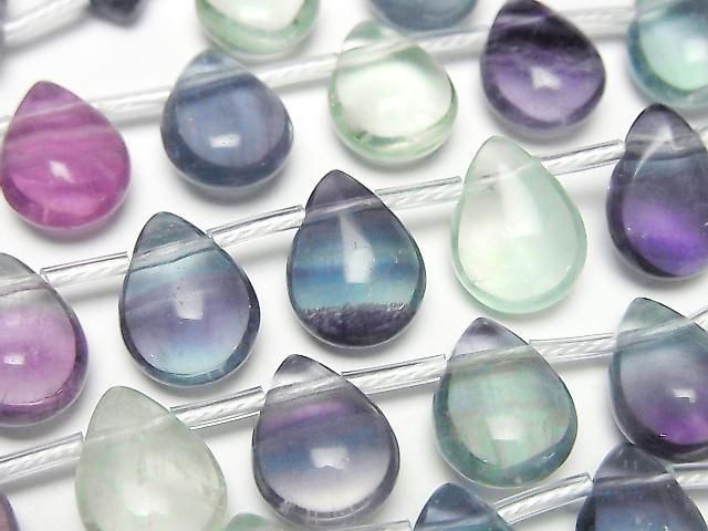 [Video] Multicolor Fluorite AAA - Pear shape (Smooth) 12x9x6mm 1strand beads (approx. 6 inches/16 cm)
