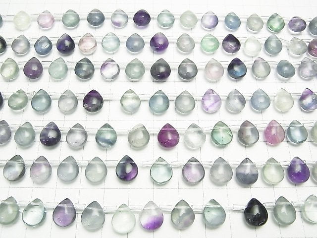 [Video] Multicolor Fluorite AAA- Pear shape (Smooth) 12x9x6mm 1strand beads (aprx.6inch/16cm)