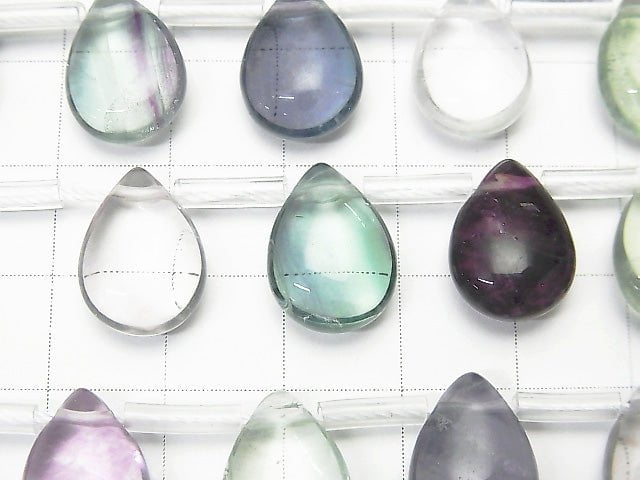 [Video]Multicolor Fluorite AAA- Pear shape (Smooth) 14x10x6mm 1strand beads (aprx.7inch/18cm)