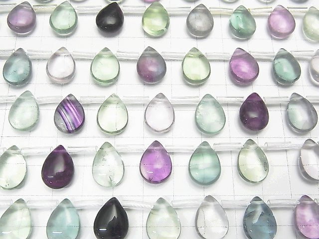 [Video]Multicolor Fluorite AAA- Pear shape (Smooth) 14x10x6mm 1strand beads (aprx.7inch/18cm)