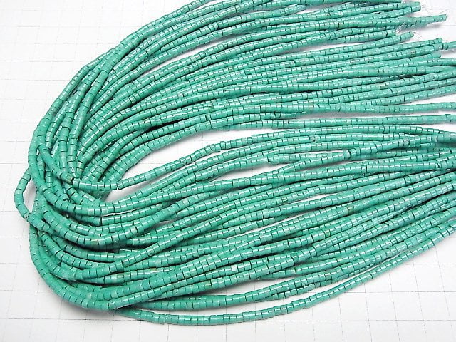 [Video] Magnesite Turquoise  Roundel (Heishi )3x3x2mm 1strand beads (aprx.15inch/38cm)