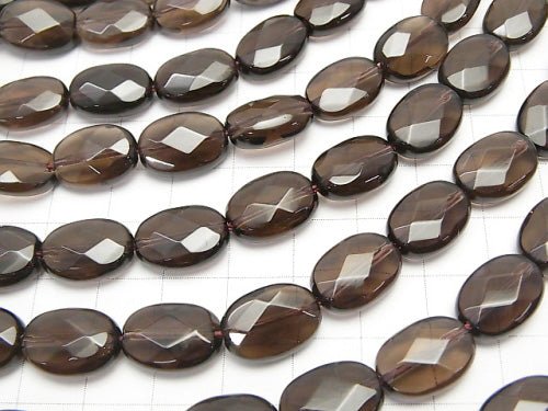 Smoky Quartz AAA Faceted Oval 14x10x5mm half or 1strand beads (aprx.15inch/36cm)