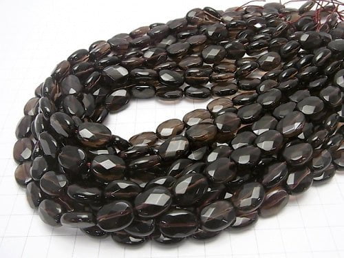 Smoky Quartz AAA Faceted Oval 14x10x5mm half or 1strand beads (aprx.15inch/36cm)