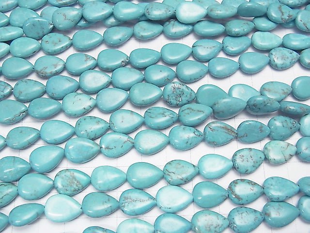 Magnesite Turquoise  Vertical Hole Pear shape 14x10x4mm 1strand beads (aprx.15inch/36cm)