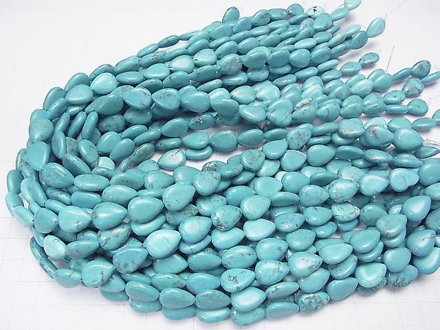 Magnesite Turquoise  Vertical Hole Pear shape 14x10x4mm 1strand beads (aprx.15inch/36cm)