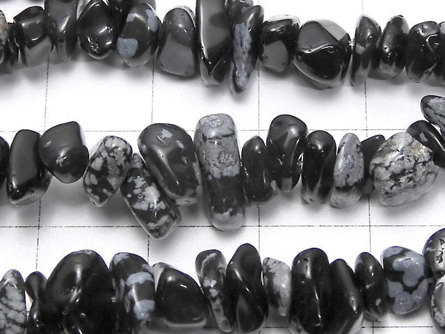 1strand $2.79! Snowflake Obsidian Chips (Small Nugget) 1strand beads (aprx.33inch / 84cm)