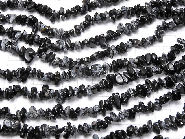 1strand $2.79! Snowflake Obsidian Chips (Small Nugget) 1strand beads (aprx.33inch / 84cm)