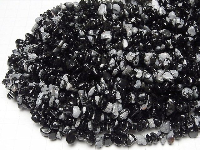 1strand $2.79! Snowflake Obsidian Chips (Small Nugget) 1strand beads (aprx.33inch / 84cm)