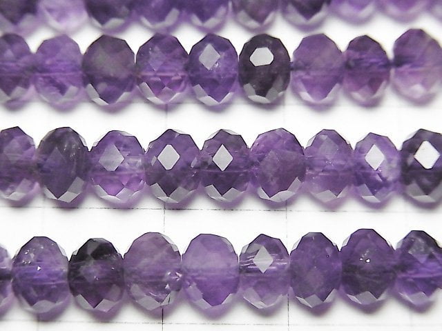 [Video] High Quality! Amethyst AA Faceted Button Roundel 6x6x4mm half or 1strand beads (aprx.15inch / 38cm)