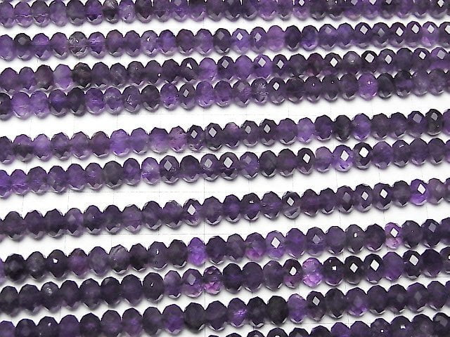 [Video] High Quality! Amethyst AA Faceted Button Roundel 6x6x4mm half or 1strand beads (aprx.15inch / 38cm)