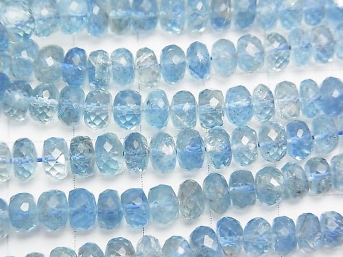 [Video] 1strand $287.99High Quality Aquamarine AAA+ Faceted Button Roundel  1strand beads (aprx.16inch/40cm)