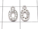 3pcs $3.79! Metal Parts Oval Charm w / CZ Silver Color 3pcs