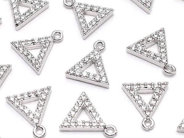 Metal parts Triangle charm w/CZ silver color 3pcs