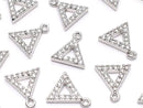 Metal Triangle Charm with CZ Silver Color (3 pieces)