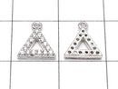 Metal Triangle Charm with CZ Silver Color (3 pieces)