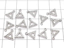 Metal Triangle Charm with CZ Silver Color (3 pieces)
