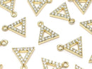 Metal Triangle Charm with CZ Gold Color (3 pieces)