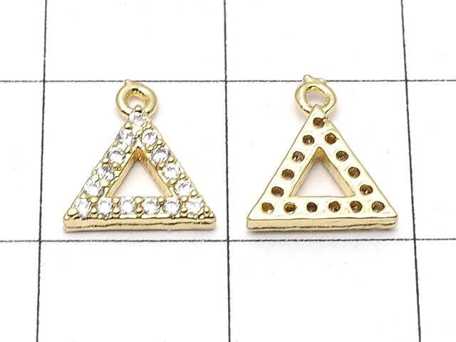 Metal Triangle Charm with CZ Gold Color (3 pieces)