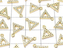 Metal Triangle Charm with CZ Gold Color (3 pieces)