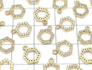 Metal parts Hexagon charm w/CZ Gold color 2pcs