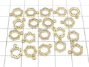 Metal parts Hexagon charm w/CZ Gold color 2pcs