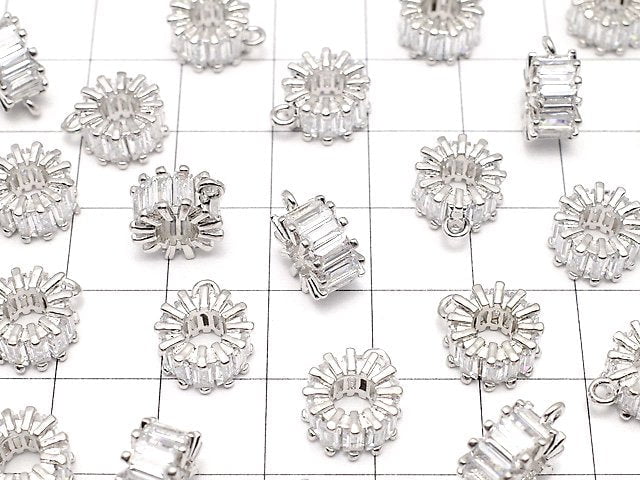 Round with metal Parts Roundel 10 x 10 x 5 mm silver color (with CZ) 1 pc $2.99!