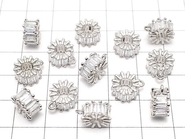 Round with metal Parts Roundel 10 x 10 x 5 mm silver color (with CZ) 1 pc $2.99!