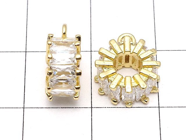 Round with metal Parts Rondelle 10 x 10 x 5 mm gold color (with CZ) 1 pc $2.99!