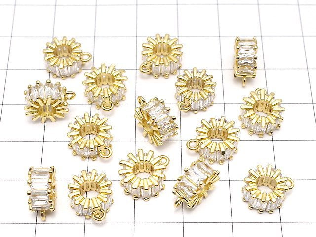 Round with metal Parts Rondelle 10 x 10 x 5 mm gold color (with CZ) 1 pc $2.99!