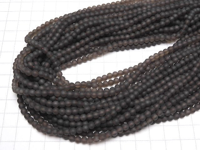 Frosted Smoky Quartz AAA Round 4mm 1strand beads (aprx.15inch/37cm)