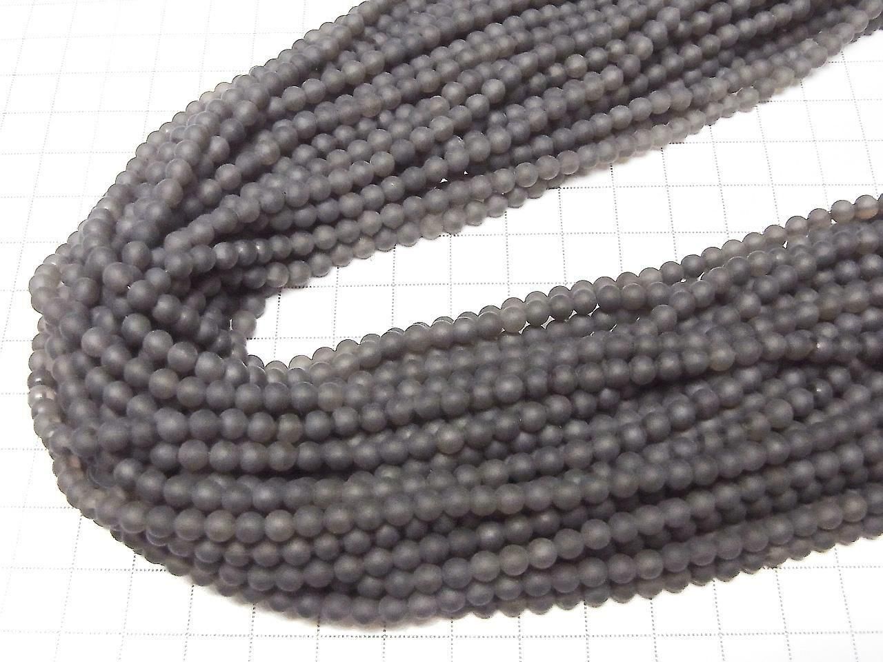 Quartz fumé givré AAA rond 4mm 1fil de perles (env. 15po/37cm)