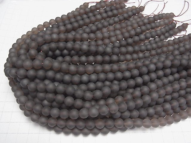 FrostSmoky Quartz AAA Round 8mm half or 1strand beads (aprx.15inch/38cm)