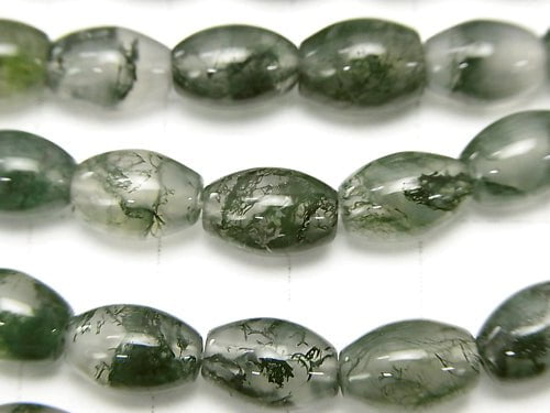 1strand $5.79! Moss Agate  Rice 9x6x6mm 1strand beads (aprx.15inch/38cm)