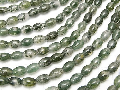 1strand $5.79! Moss Agate  Rice 9x6x6mm 1strand beads (aprx.15inch/38cm)