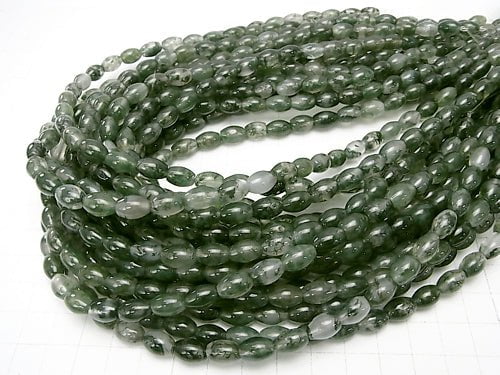 1strand $5.79! Moss Agate  Rice 9x6x6mm 1strand beads (aprx.15inch/38cm)