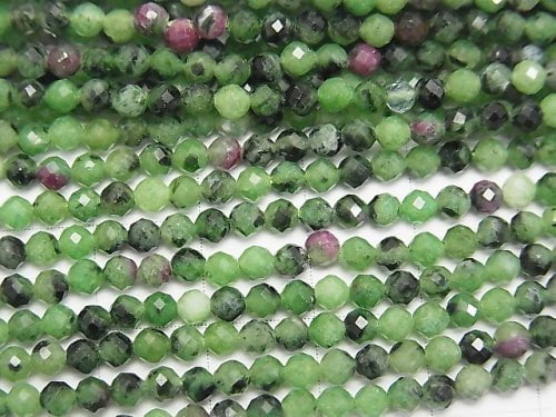 High Quality! Ruby Inzoisite Faceted Round 3mm 1strand beads (aprx.15inch/36cm)