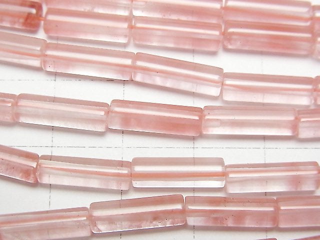 [Video] Cherry Quartz Glass Tube 13x4x4mm 1strand (aprx.15inch/36cm)