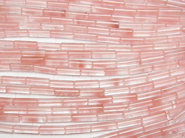 [Video] Cherry Quartz Glass Tube 13x4x4mm 1strand (aprx.15inch/36cm)