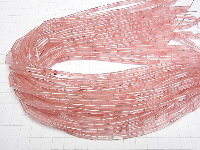 [Video] Cherry Quartz Glass Tube 13x4x4mm 1strand (aprx.15inch/36cm)