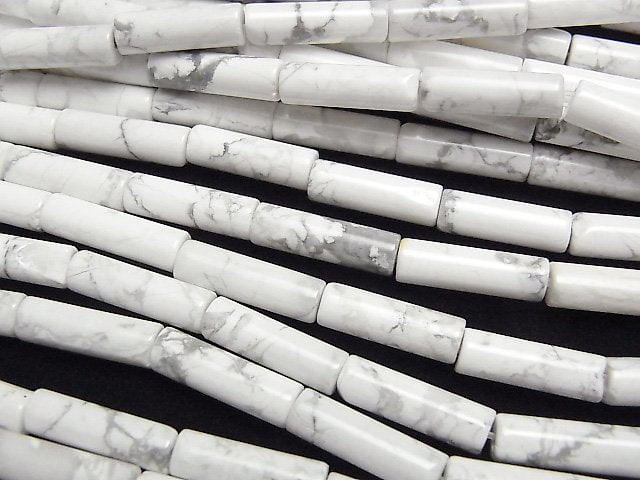 Howlite Magnesite, Tube Gemstone Beads