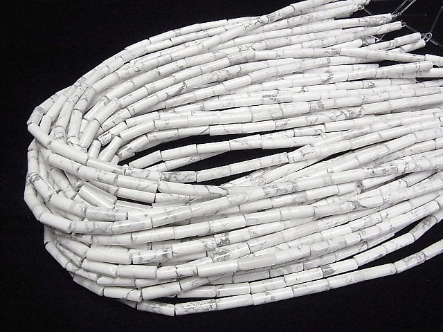 [Video] Howlite Magnesite Tube 13x4x4mm 1strand (aprx.15inch/36cm)