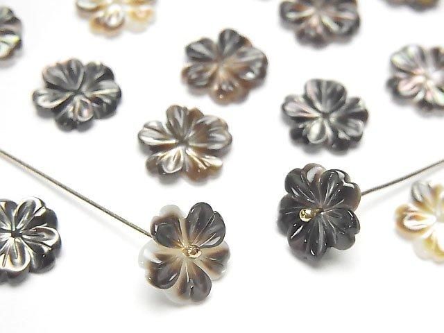 [Video] High-Quality Black Shell (Black-Lip Oyster) AAA Flower [6mm][8mm][10mm][15mm] Center Hole 4pcs