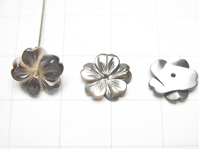 [Video] High-Quality Black Shell (Black-Lip Oyster) AAA Flower [6mm][8mm][10mm][15mm] Center Hole 4pcs