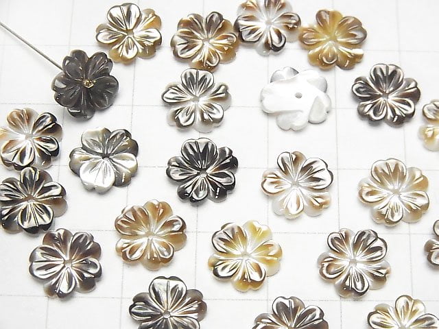 [Video] High-Quality Black Shell (Black-Lip Oyster) AAA Flower [6mm][8mm][10mm][15mm] Center Hole 4pcs