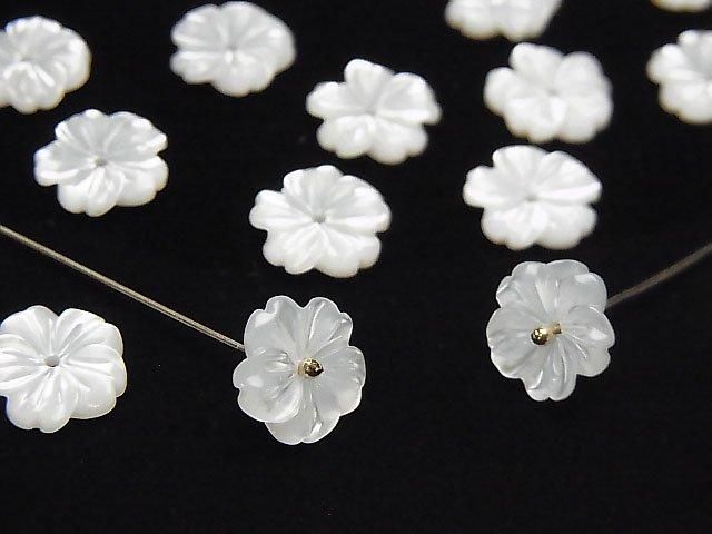 [Video] High Quality White Shell (Silver-lip Oyster) AAA Flower [6mm][8mm][10mm][12mm][15mm] Center Hole 4pcs