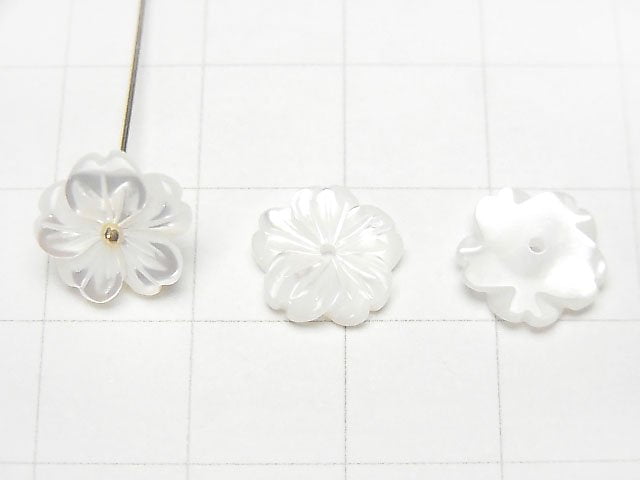 [Video] High Quality White Shell (Silver-lip Oyster) AAA Flower [6mm][8mm][10mm][12mm][15mm] Center Hole 4pcs